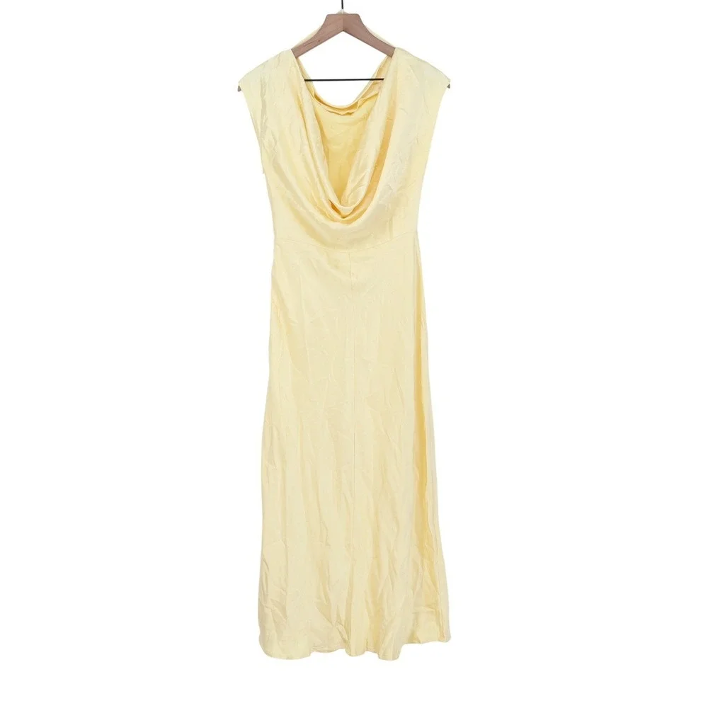 NWT Here Comes the Sun Butter Yellow Elegant Satin Maxi Dress - Picture 13 of 15